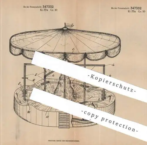 original Patent - Johann Kyewsky , Wanne | 1920 | Karussell für Volksbelustigung | Rundbahn | Schausteller