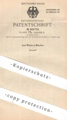 original Patent - Josef Wutzer , München | 1933 | Karussell | Rundbahn | Jahrmarkt , Schausteller