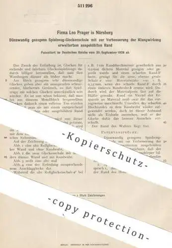 original Patent - Fa. Leo Prager , Nürnberg | 1928 | dünnwandige Spielzeug - Glocke | Glocken , Klingel , Musik