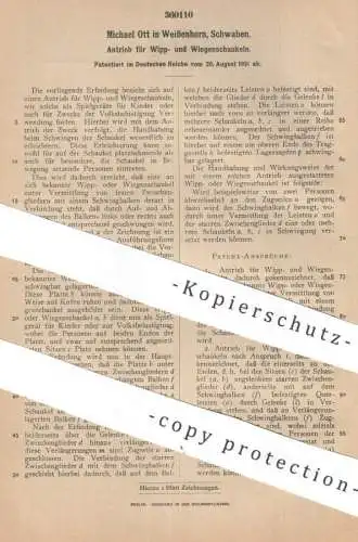 original Patent - Michael Ott , Weißenhorn , Schwaben | 1921 | Antrieb f. Wippe u. Wiegenschaukel | Schaukel , Karussell