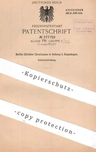 original Patent - Bertha Christine Christiansen , Hellerup Kopenhagen Dänemark | 1922 | Schrei / Ton für Gummi Spielzeug