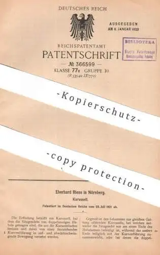 original Patent - Eberhard Riess , Nürnberg | 1921 | Karussell | Spielzeug , Jahrmarkt , Gondel , Gondeln , Schaukel