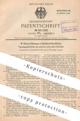 original Patent - W. Richard Hahmann , Radebeul - Oberlößnitz | 1929 | Vergnügungsfahrbahn | Karussell | Fahrzeuge Spiel