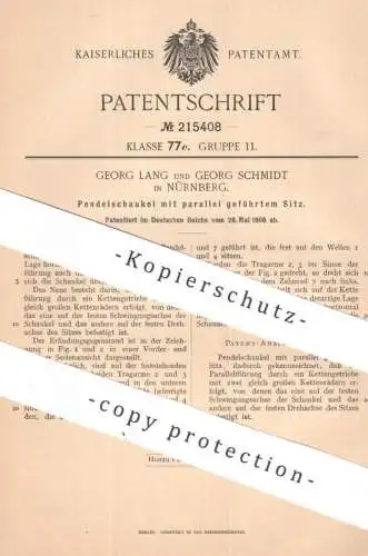 original Patent - Georg Lang , Georg Schmidt , Nürnberg | 1908 | Pendelschaukel | Pendel Schaukel | Spielzeug Karussell