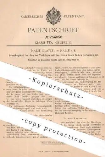 original Patent - Marie Glatzel , Halle / Saale | 1912 | Schaukelpferd | Schaukel - Pferd | Kufen - Spielzeug | Kinder