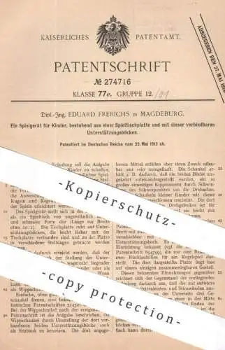 original Patent - Dipl.-Ing. Eduard Frerichs , Magdeburg | 1913 | Kinder - Spielgerät | Wippe , Schaukel , Karussell !!