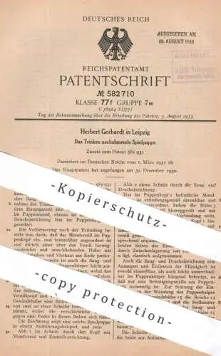 original Patent - Herbert Gerhardt , Leipzig | 1931 | Das Trinken nachahmende Spielpuppe | Puppe , Puppen , Balg !