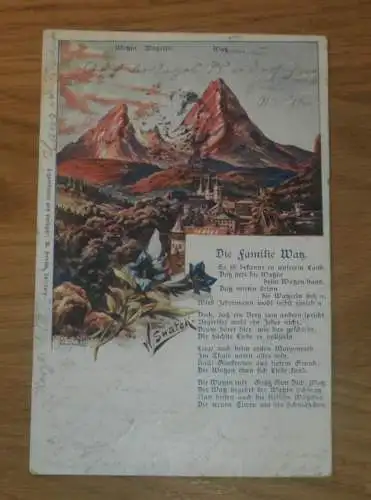 alte AK - Watz / Watzin b. Berchtesgaden , 1902 , Watzmann Gedicht , Lied , Stempel , Ansichtskarte !!