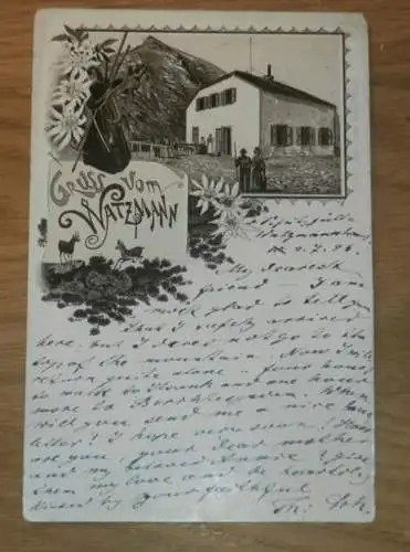 alte AK - Watzmann b. Berchtesgaden , 1896 , Stempel !! Ansichtskarte !!