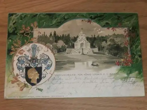 alte AK - Votivkirche b. Starnberg , 1905 , König Ludwig II. , Ansichtskarte !!