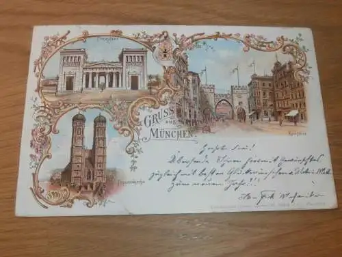 alte AK - Gruss aus München , 1897 , Litho , Ansichtskarte !!