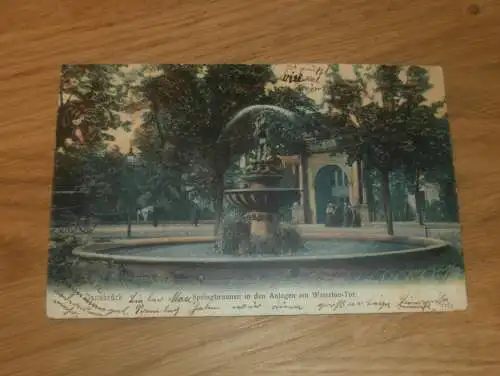 alte AK - Osnabrück , 1904 , Springbrunnen am Waterloo-Tor , Ansichtskarte !!