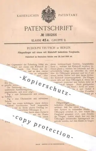 original Patent - Rudolph Teutsch , Berlin | 1906 | Fliegenfänger mit Fangband mit Klebstoff | Insektenfänger , Leim !!