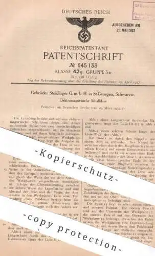 original Patent - Gebr. Steidinger GmbH St. Georgen , Schwarzwald | 1935 | Elektromagnetische Schalldose | Elektromagnet