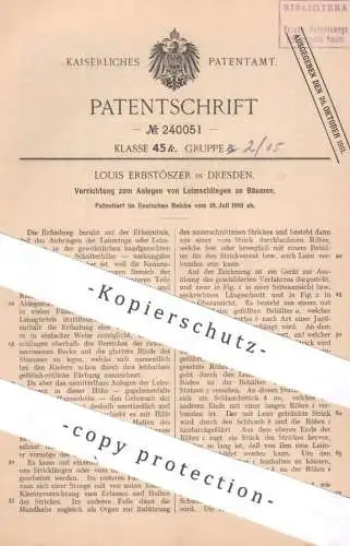 original Patent - Louis Erbstöszer , Dresden | 1910 | Anlegen von Leimschlinge am Baum | Bäume | Leimring | Leim