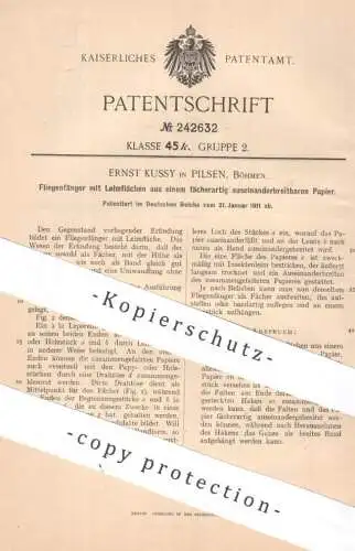 original Patent - Ernst Kussy , Pilsen , Böhmen | 1911 | Fliegenfänger mit Leimfläche | Leim - Papier | Insektenfänger
