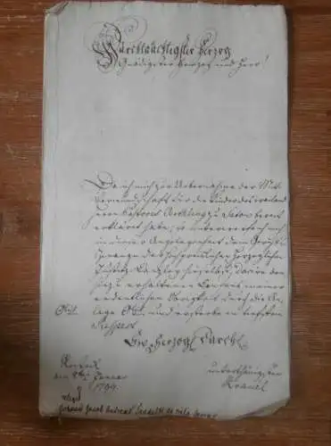 Pastorius Oerthling zu Satow , 1799 , alte Akte , Kranel in Rostock , Mecklenburg !!