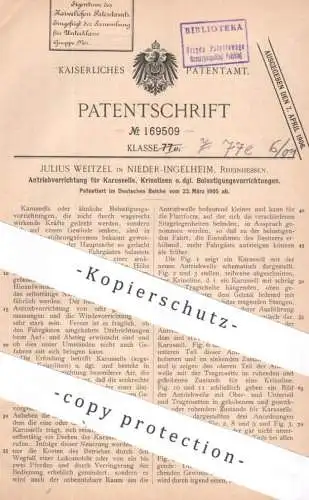 original Patent - Julius Weitzel , Ingelheim , Rheinhessen | 1905 | Antrieb für Karussells , Krinolinen | Karussell