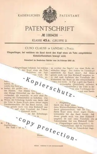 original Patent - Cuno Clauss , Landau / Pfalz | 1906 | Fliegenfänger | Insektenfänger | Fliegen | Klebstoff