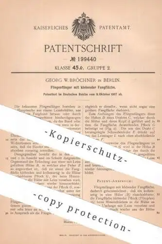 original Patent - Georg W. Bröchner , Berlin | 1907 | Fliegenfänger mit klebender Fangfläche | Insektenfänger , Moskitos