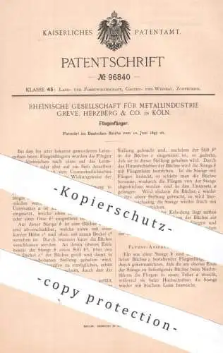 original Patent - Rheinische Ges. für Metallindustrie Greve , Herzberg & Co. Köln / Rhein | 1897 | Fliegenfänger | Leim