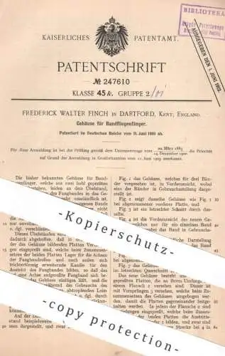 original Patent - Frederick Walter Finch , Dartford Kent , England | 1910 | Gehäuse f. Bandfliegenfänger | Fliegenfänger