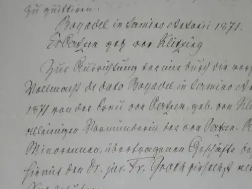 alte Akte , Frau E. von Oertzen geb. von Klitzing , 1871 , Roggow bei Rerik in Mecklenburg !!