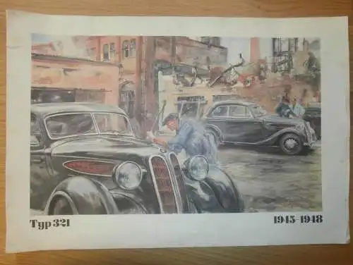 original Poster / Plakat - Typ 321 , 1945-1948, Reklame / Werbung , Wartburg ,mit technischen Daten und Beschreibung !!