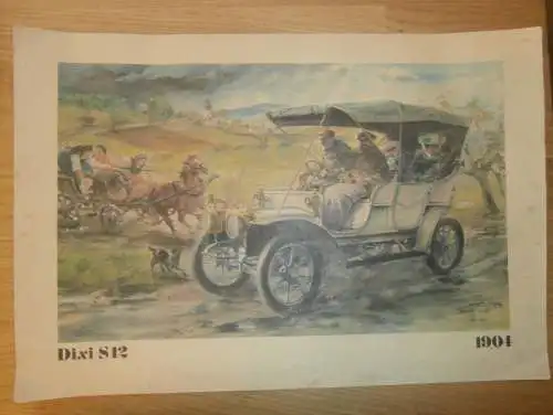 original Poster / Plakat - Dixi S12 , 1904 , Reklame / Werbung , Wartburg , mit technischen Daten und Beschreibung !!