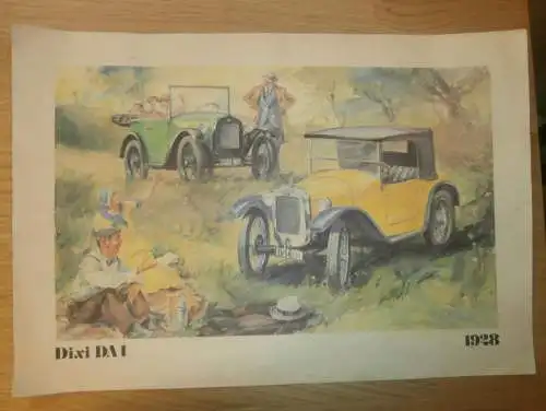 original Poster / Plakat - Dixi DA1  , 1928 , Reklame / Werbung , Wartburg , mit technischen Daten und Beschreibung !!