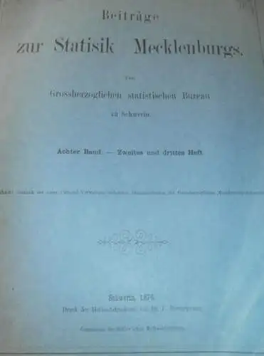 Statistik Mecklenburg 1876 , Forst und Jagd von Bützow , Dargun , Doberan , Lübz , Wismar , Rehna , Ritzerow , Wabel !!