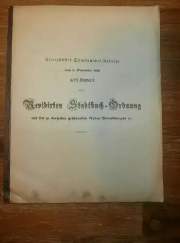 Stadtbuch-Ordnung in Mecklenburg , 1856 , Adressbuch , Güter , Protokolle , alte Akte , 65 Seiten !!