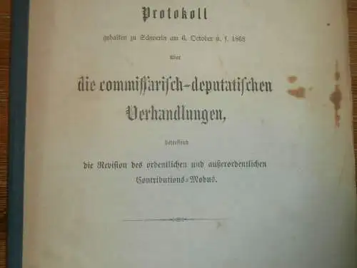 commissarisch-deputantische Verhandlungen in Mecklenburg , 1868 , Strelitz , Schwerin , Post , Zoll , 26 Seiten !!