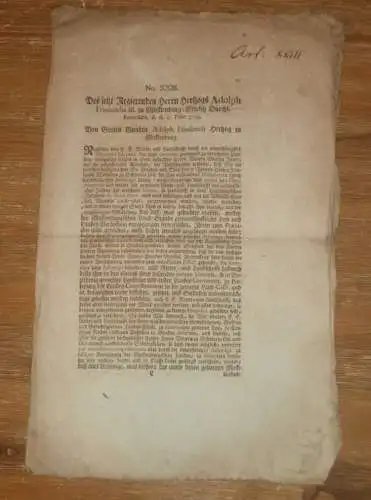 original Akte  - Herzog zu Mecklenburg , 1709 , Adolph Friedrich III., Friedrich Wilhelm , Kaiser Caroli IV , Stargard