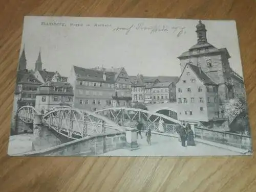 alte AK - Bamberg , 1908 , Partie mit Rathaus , Ansichtskarte !!