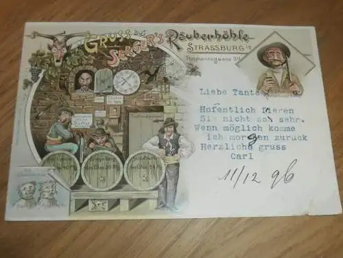 alte AK - Strassburg / Strasbourg , 1896 , Serger`s Räuberhöle , Ansichtskarte !!
