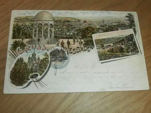 alte AK - Wiesbaden , 1898 , Litho , Ansichtskarte