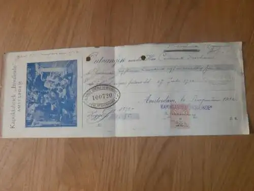 alter Scheck - Kapok-fabriek INSULINDE Amsterdam , 1932 , Siege de Luxembourg !!