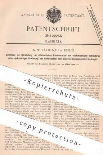 original Patent - Dr. W. Rathenau , Berlin | 1884 | siliciumfreies Calciumcarbid | Silicium | Metall , Calcium , Carbid
