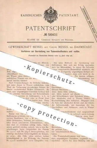 original Patent - Gewerkschaft Messel auf Grube Messel / Darmstadt | 1890 | Darstellung von Tumenolsulfosäure | Säure