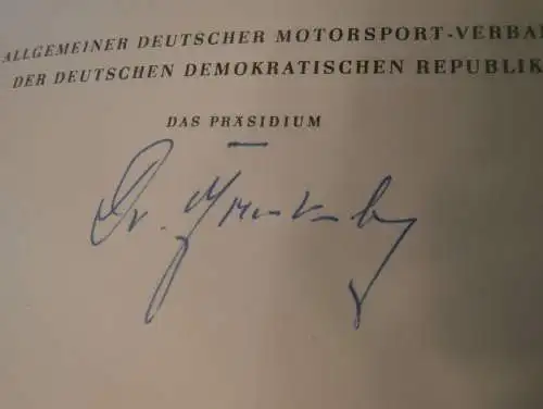 Urkunde - Ehrennadel des ADMV in Gold 1963 !! Speedway , Moto Cross , Rennfahrer - Nachlass , Motorsport , Rennsport !!!