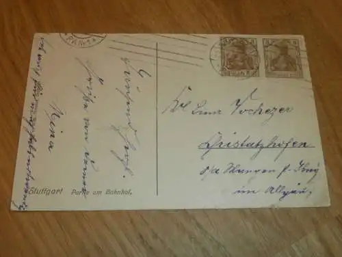 AK Stuttgart Bahnhof , 1909 , alte Ansichtskarte , Postkarte !!!