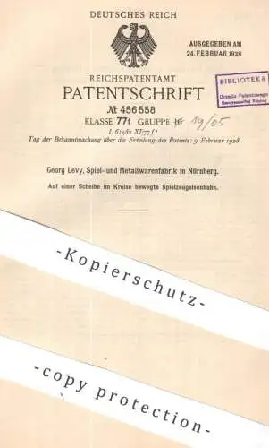 original Patent - Georg Levy , Spiel- & Metallwarenfabrik , Nürnberg | 1924 | im Kreis bewegte Spielzeug - Eisenbahn