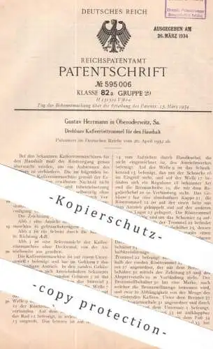 original Patent - Gustav Herrmann , Oberoderwitz , Sa. | 1932 | Kaffeerösttrommel | Röstmaschine , Röstofen , Kaffee !!