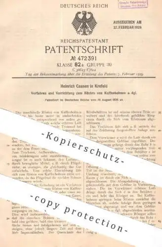 original Patent - Heinrich Caasen , Krefeld | 1926 |  Rösten von Kaffeebohnen | Kaffee , Coffee , Café , Röstung , Malz