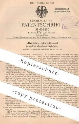 original Patent - R. Radelfahr , Emden , Ostfriesland | 1933 | Karussell mit Drehscheibe | Ringelbahn | Podium