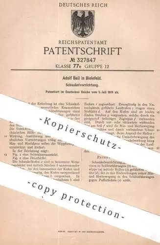 original Patent - Adolf Bail , Bielefeld | 1919 | Schaukelvorrichtung | Schaukel , Wippe , Schaukelwippe , Schaukelpferd