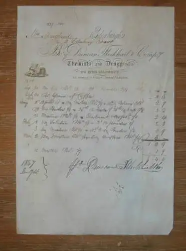 Chemists & Druggists , alte Rechnung von 1847 , Mrs. Maitland in Salisbury , Edinburgh , Drogerie , Drogen , Medicin !!!