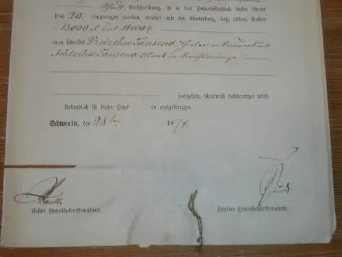 alte Akte - 1874 , L. Franck zu Warbelow b. Gnoien i. Mecklenburg , Ankershagen Dambeck b. Neustadt ,Medwege b. Schwerin