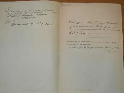 alte Akte - 1874 , L. Franck zu Warbelow b. Gnoien i. Mecklenburg , Ankershagen Dambeck b. Neustadt ,Medwege b. Schwerin